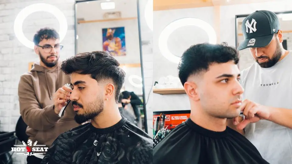Man with a fresh short haircut inside a professional barbershop