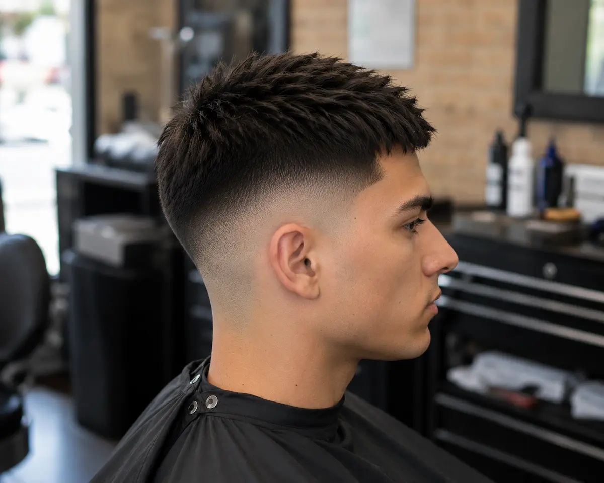 High fade haircut for men at a barbershop in Richmond Hill