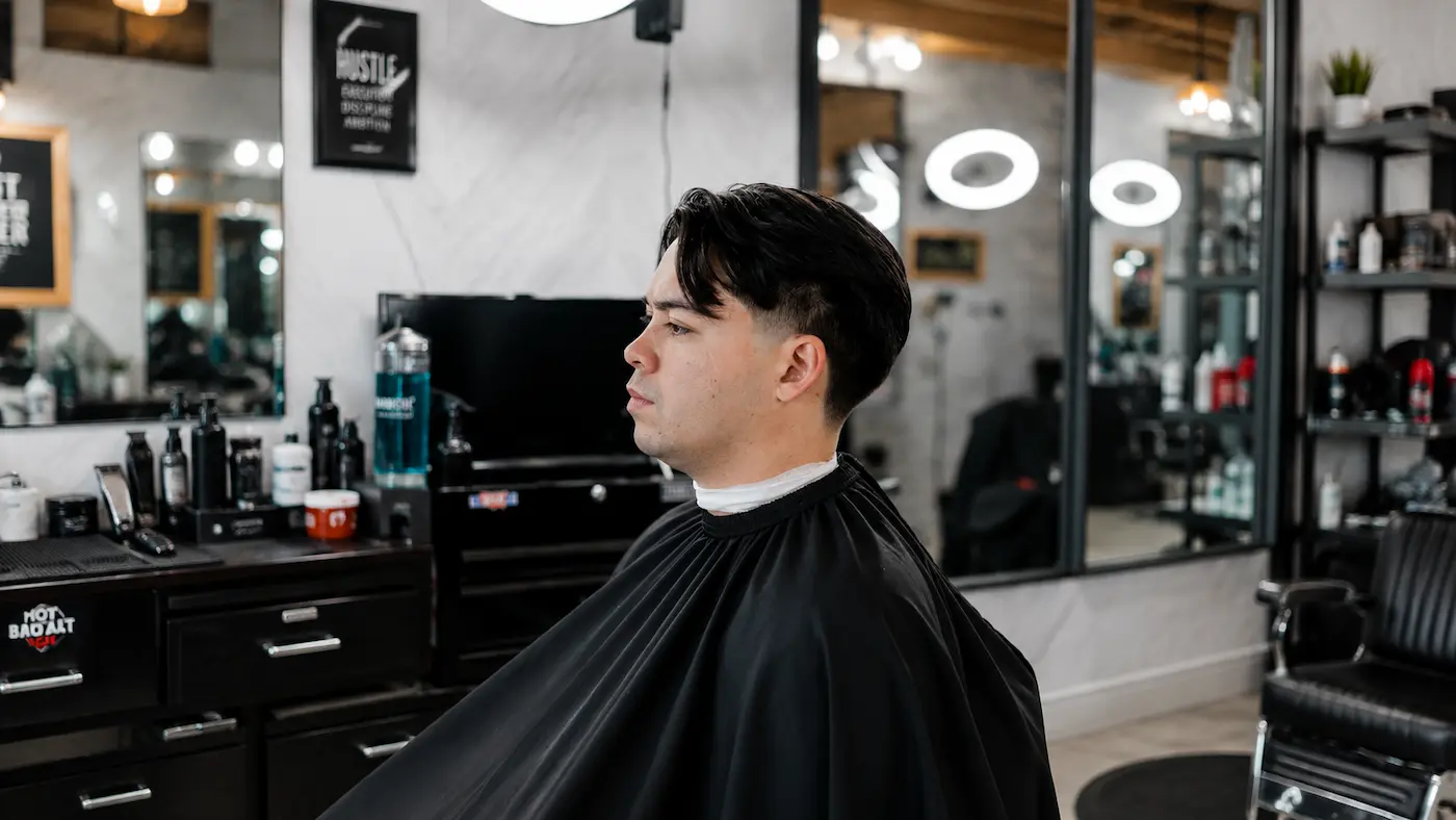 Textured crop haircut with low fade for men in Richmond Hill